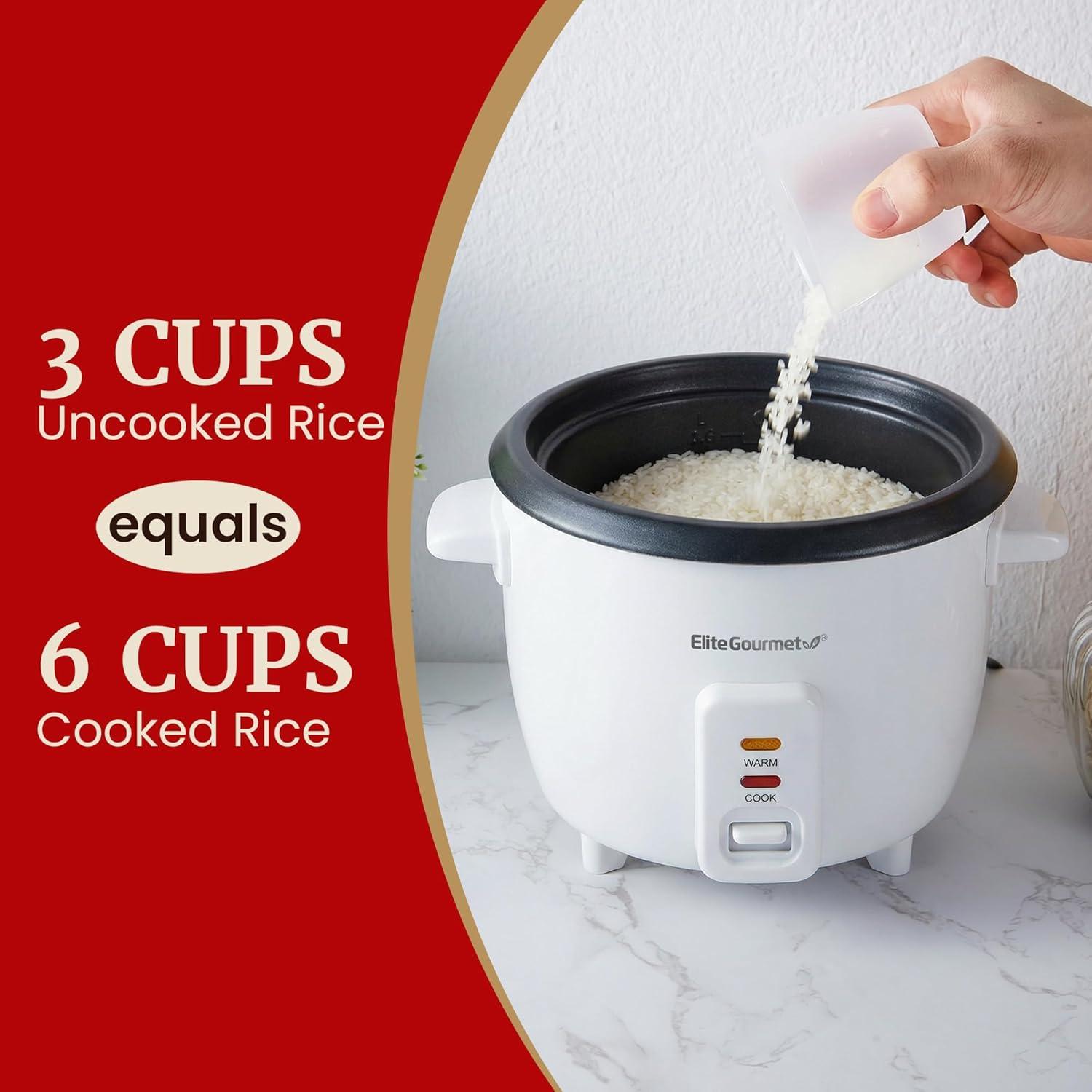 imageElite Gourmet ERC2010B Electric Rice Cooker with Stainless Steel Inner Pot Makes Soups Stews Porridges Grains and Cereals 10 cups cooked 5 Cups uncooked BlackWhite