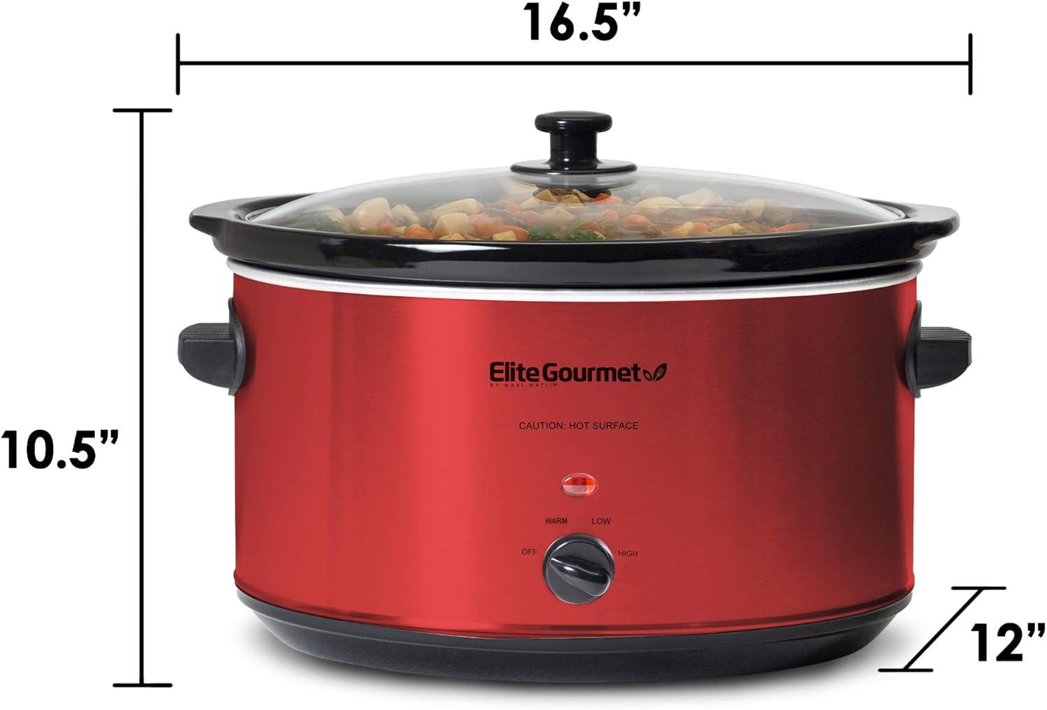 imageElite Gourmet MST900D 85Qt Digital Programmable XL Jumbo Slow Cooker Adjustable Temp Entrees Sauces Stews amp Dips Dishwasher Safe Glass Lid amp Crock Stainless SteelRed