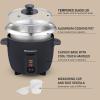 Elite Gourmet ERC003BX Electric Rice Cooker with Automatic Keep Warm Makes Soups, Stews, Grains, Hot Cereals, 6 Cups Cooked (3 Cups Uncooked), Black(Black)