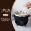 Elite Gourmet ERC2010B Electric Rice Cooker with Stainless Steel Inner Pot Makes Soups, Stews, Porridge’s, Grains and Cereals, 10 cups cooked (5 Cups uncooked), Black(6 cup (3 cups uncooked))