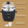 Elite Gourmet ERC2010B Electric Rice Cooker with Stainless Steel Inner Pot Makes Soups, Stews, Porridge’s, Grains and Cereals, 10 cups cooked (5 Cups uncooked), Black(6 cup (3 cups uncooked))