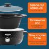 Elite Gourmet MST-1234B## 6 Quart Diamond Pattern Slow Cooker, Removable, Dishwasher-Safe Stoneware Pot with Tempered Glass Lid, Cool-Touch Handles, 6 Quart, Black(6 Quarts)