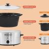 Elite Gourmet MST-1234B## 6 Quart Diamond Pattern Slow Cooker, Removable, Dishwasher-Safe Stoneware Pot with Tempered Glass Lid, Cool-Touch Handles, 6 Quart, Black(5 Quarts)