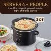 Elite Gourmet MST-1234B## 6 Quart Diamond Pattern Slow Cooker, Removable, Dishwasher-Safe Stoneware Pot with Tempered Glass Lid, Cool-Touch Handles, 6 Quart, Black(3 Quarts)
