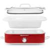 Elite Gourmet MST-5240 Casserole Crock Slow Cooker, Locking Lid Adjustable Temperature Keep Warm Oven & Dishwasher-Safe Casserole Pan, 3.5Qt Capacity, Red(Red)