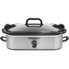 Elite Gourmet MST-5240 Casserole Crock Slow Cooker, Locking Lid Adjustable Temperature Keep Warm Oven & Dishwasher-Safe Casserole Pan, 3.5Qt Capacity, Red(Stainless Steel)
