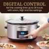 Elite Gourmet MST-900D 8.5Qt Digital Programmable XL Jumbo Slow Cooker, Adjustable Temp, Entrees, Sauces, Stews & Dips, Dishwasher Safe Glass Lid & Crock, Stainless Steel(Stainless Steel/Black)