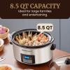 Elite Gourmet MST-900D 8.5Qt Digital Programmable XL Jumbo Slow Cooker, Adjustable Temp, Entrees, Sauces, Stews & Dips, Dishwasher Safe Glass Lid & Crock, Stainless Steel(Stainless Steel)