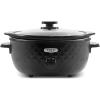 Elite Gourmet MST-1234B## 6 Quart Diamond Pattern Slow Cooker, Removable, Dishwasher-Safe Stoneware Pot with Tempered Glass Lid, Cool-Touch Handles, 6 Quart, Black(6 Quarts)