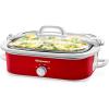 Elite Gourmet MST-5240 Casserole Crock Slow Cooker, Locking Lid Adjustable Temperature Keep Warm Oven & Dishwasher-Safe Casserole Pan, 3.5Qt Capacity, Red(Red)