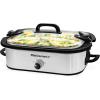 Elite Gourmet MST-5240 Casserole Crock Slow Cooker, Locking Lid Adjustable Temperature Keep Warm Oven & Dishwasher-Safe Casserole Pan, 3.5Qt Capacity, Red(Stainless Steel)