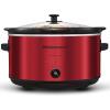 Elite Gourmet MST-900RXT# Electric Ceramic XL Jumbo Slow Cooker, Adjustable Temp, Entrees, Sauces, Stews & Dips, Dishwasher Safe Glass Lid & Crock, 8.5Qt, MetallicRed