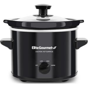 Elite Gourmet MST-1234B## 6 Quart Diamond Pattern Slow Cooker, Removable, Dishwasher-Safe Stoneware Pot with Tempered Glass Lid, Cool-Touch Handles, 6 Quart, Black(2 Quarts)