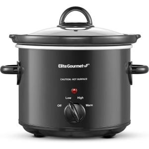 Elite Gourmet MST-1234B## 6 Quart Diamond Pattern Slow Cooker, Removable, Dishwasher-Safe Stoneware Pot with Tempered Glass Lid, Cool-Touch Handles, 6 Quart, Black(3 Quarts)