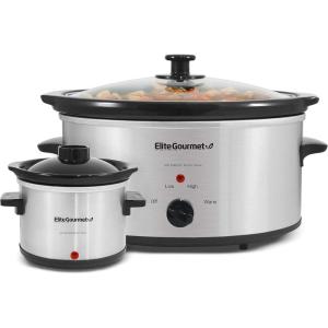 Elite Gourmet MST-1234B## 6 Quart Diamond Pattern Slow Cooker, Removable, Dishwasher-Safe Stoneware Pot with Tempered Glass Lid, Cool-Touch Handles, 6 Quart, Black(5 Quarts)