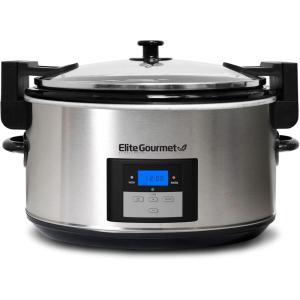 Maxi-Matic Elite Platinum MST-900VXD 8.5-Quart Stainless Steel Programmable Slow Cooker w/Locking Lid, Black