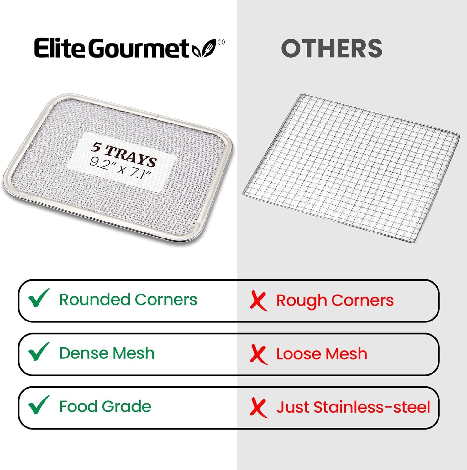 imageElite Gourmet EFD319BNG Food Dehydrator 5 BPAFree 114 Trays Adjustable Temperature Controls Jerky Herbs Fruit Veggies Dried Snacks Black and Grey 5 TraysBlack