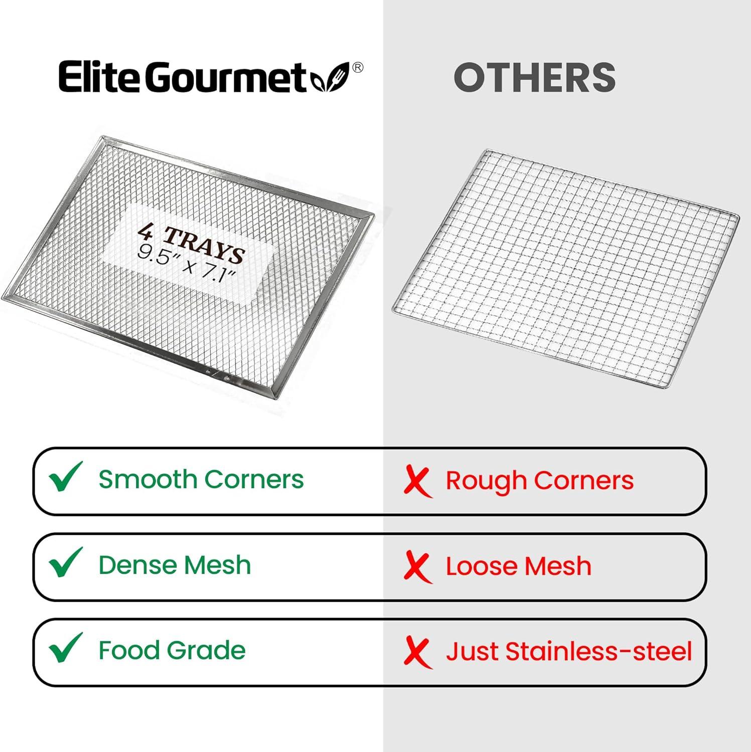 imageElite Gourmet Food Dehydrator Stainless Steel Trays Food Dehydrator Adjustable Temperature Controls Jerky Herbs Fruit Veggies Snacks4 Plastic Trays