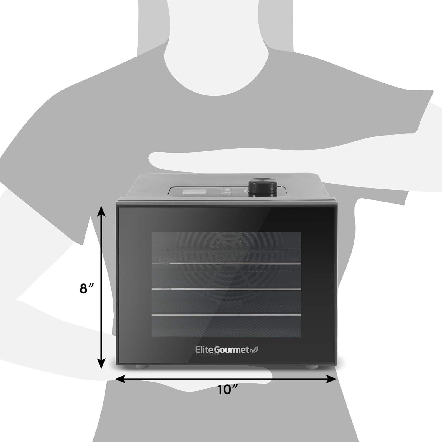 imageElite Gourmet Food Dehydrator Stainless Steel Trays Food Dehydrator Adjustable Temperature Controls Jerky Herbs Fruit Veggies Snacks4 Plastic Trays