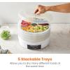 Elite Gourmet EFD319 Food Dehydrator, 5 BPA-Free 11.4″ Trays Adjustable Temperature Controls, Jerky, Herbs, Fruit, Veggies, Dried Snacks, Black(White)