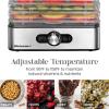 Elite Gourmet EFD3321 Food Dehydrator, Stainless Steel Trays Adjustable Temperature Controls, Jerky, Herbs, Fruit, Veggies, Dried Snacks, Stainless Steel(5 Stainless Steel Trays)