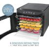 Elite Gourmet EFD3321 Food Dehydrator, Stainless Steel Trays Adjustable Temperature Controls, Jerky, Herbs, Fruit, Veggies, Dried Snacks, Stainless Steel(6 Stainless Steel Trays)