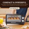 Elite Gourmet ETO449 9L / 4-Slice Countertop Toaster Oven, Compact Design, 30-Min Timer, Adjustable Temp up to 450°F, 800W Quartz Heating, Drop-Down Crumb Tray, Bake, Broil, Toast, Black(4 Slice)