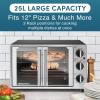 Elite Gourmet ETO4510B# French Door 47.5Qt, 18-Slice Convection Oven 4-Control Knobs, Bake Broil Toast Rotisserie Keep Warm, Includes 2 x 12″ Pizza Racks, Stainless Steel(Stainless Steel and Black)