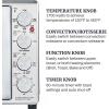 Elite Gourmet ETO4510B French Door 47.5Qt, 18-Slice Convection Oven 4-Control Knobs, Bake Broil Toast Rotisserie Keep Warm, Includes 2 x 14″ Pizza Racks, Stainless Steel(12-Slice  45L)