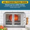 Elite Gourmet ETO4510B French Door 47.5Qt, 18-Slice Convection Oven 4-Control Knobs, Bake Broil Toast Rotisserie Keep Warm, Includes 2 x 14″ Pizza Racks, Stainless Steel(18-Slice  45L)