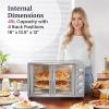 Elite Gourmet ETO-4510M French Door 47.5Qt, 18-Slice Convection Oven 4-Control Knobs, Bake Broil Toast Rotisserie Keep Warm, Includes 2 x 12″ Pizza Racks, Stainless Steel(18-Slice  45L)