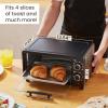 Elite Gourmet ETO490 9L/4 Slice Countertop Toaster Oven with 30-Minute Timer, Adjustable Temperature Control, Includes Baking Pan and Wire Rack, Bake, Broil, Toast, Black(4 Slice)