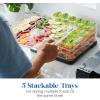 Elite Gourmet Food Dehydrator, Stainless Steel Trays Food Dehydrator, Adjustable Temperature Controls, Jerky Herbs Fruit Veggies Snacks(5 Plastic Trays)