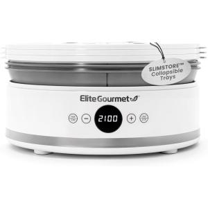 Elite Gourmet EFD319 Food Dehydrator, 5 BPA-Free 11.4″ Trays Adjustable Temperature Controls, Jerky, Herbs, Fruit, Veggies, Dried Snacks, Black(White and Gray)