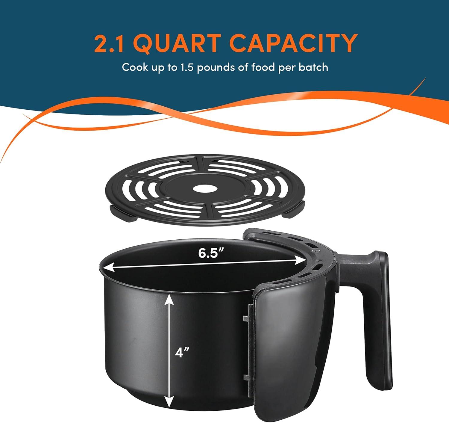 imageElite Gourmet EAF0201X Personal Compact Space Saving Electric Hot Air Fryer OilLess Healthy Cooker Timer amp Temperature Controls 1000W 21 Quart BlackBlack