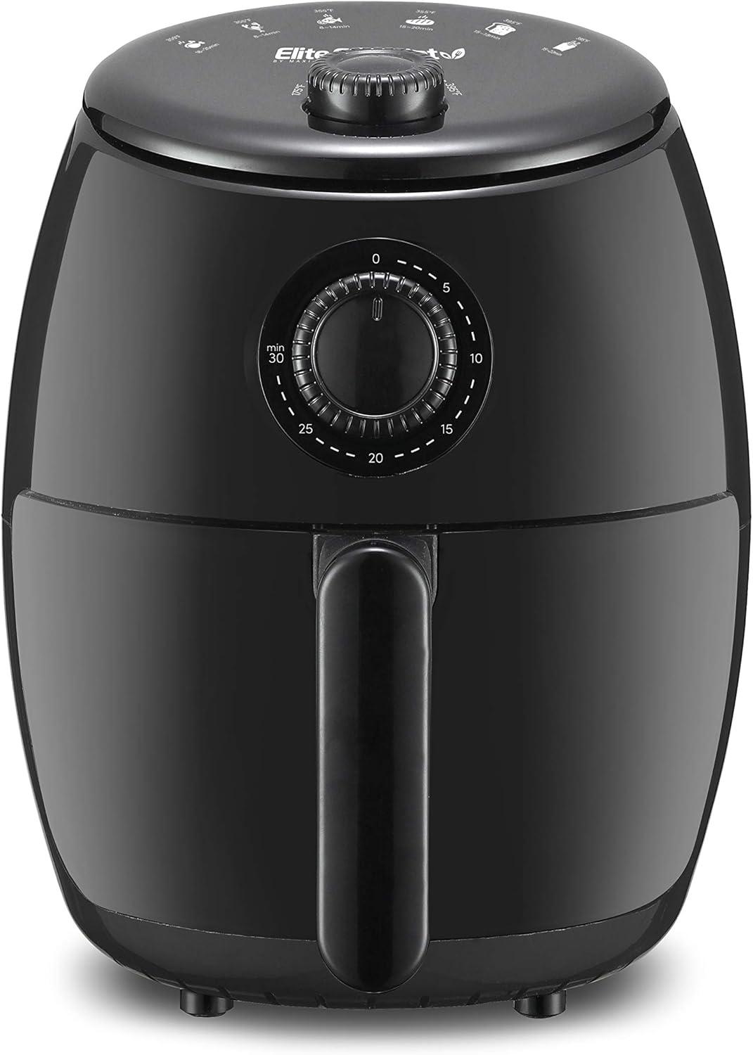 imageElite Gourmet EAF0201X Personal Compact Space Saving Electric Hot Air Fryer OilLess Healthy Cooker Timer amp Temperature Controls 1000W 21 Quart BlackBlack