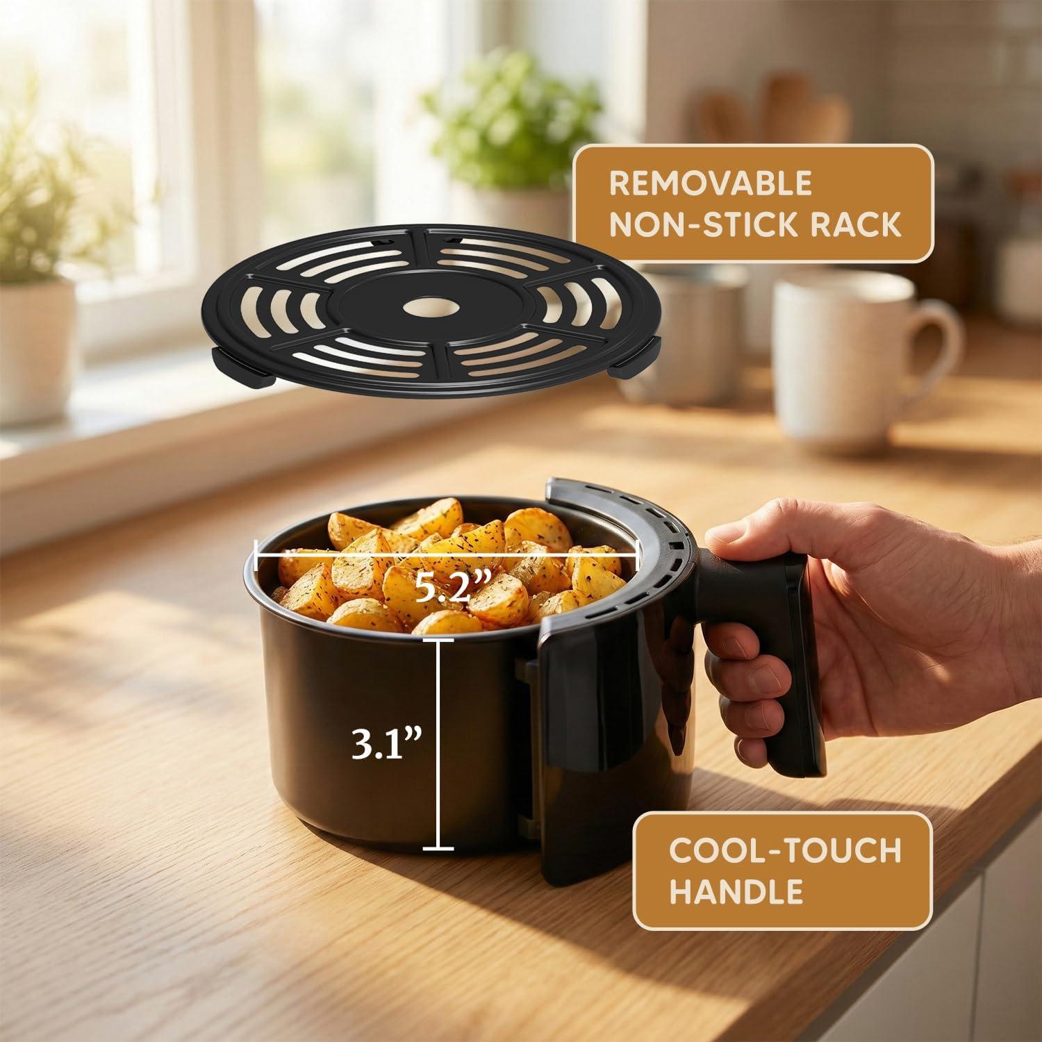 imageElite Gourmet EAF0201X Personal Compact Space Saving Electric Hot Air Fryer OilLess Healthy Cooker Timer amp Temperature Controls 1000W 21 Quart BlackBlack