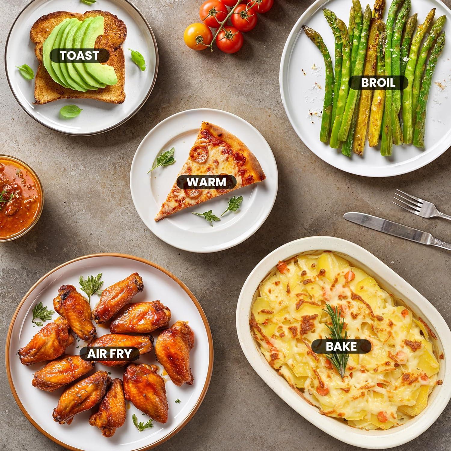 imageElite Gourmet EAF0852SS 85Qt Capacity Air Fryer Oven Air Fry Broil Toast Bake amp Broil with Convection Time and Temperature Controls 800Watts Includes 25 Delicious Recipes Stainless SteelStainless Steel