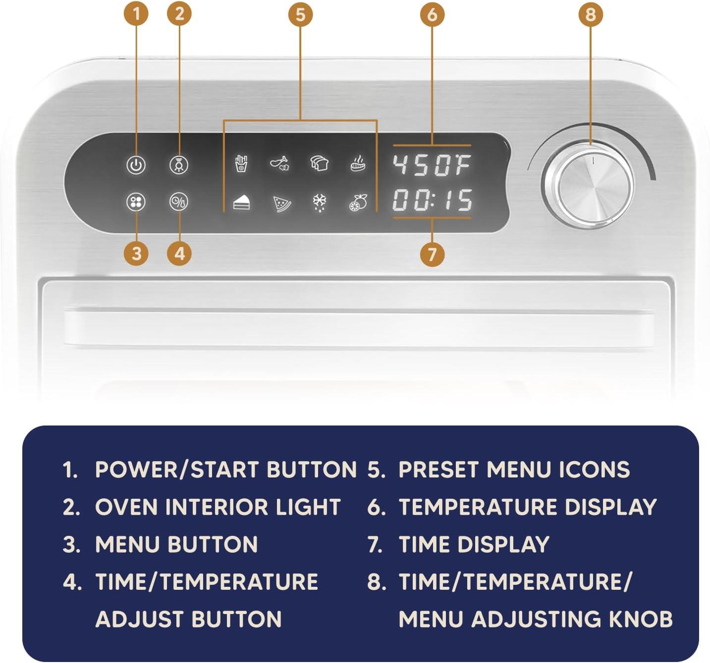 imageElite Gourmet EAF1010D Programmable 10L Air Fryer Convection Countertop Oven 8 Menu Settings Temperature Timer Controls Bake Toast Broil Air Fry 1500W with Recipes Steel Exterior