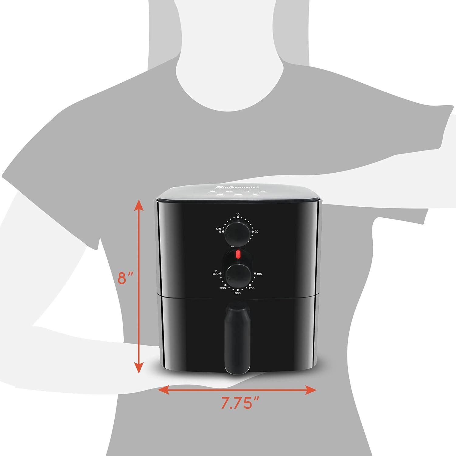 imageElite Gourmet EAF3218BL Personal 11Qt Compact Space Saving Electric Hot Air Fryer OilLess Healthy Cooker Timer amp Temperature Controls PFOA Free MintBlack