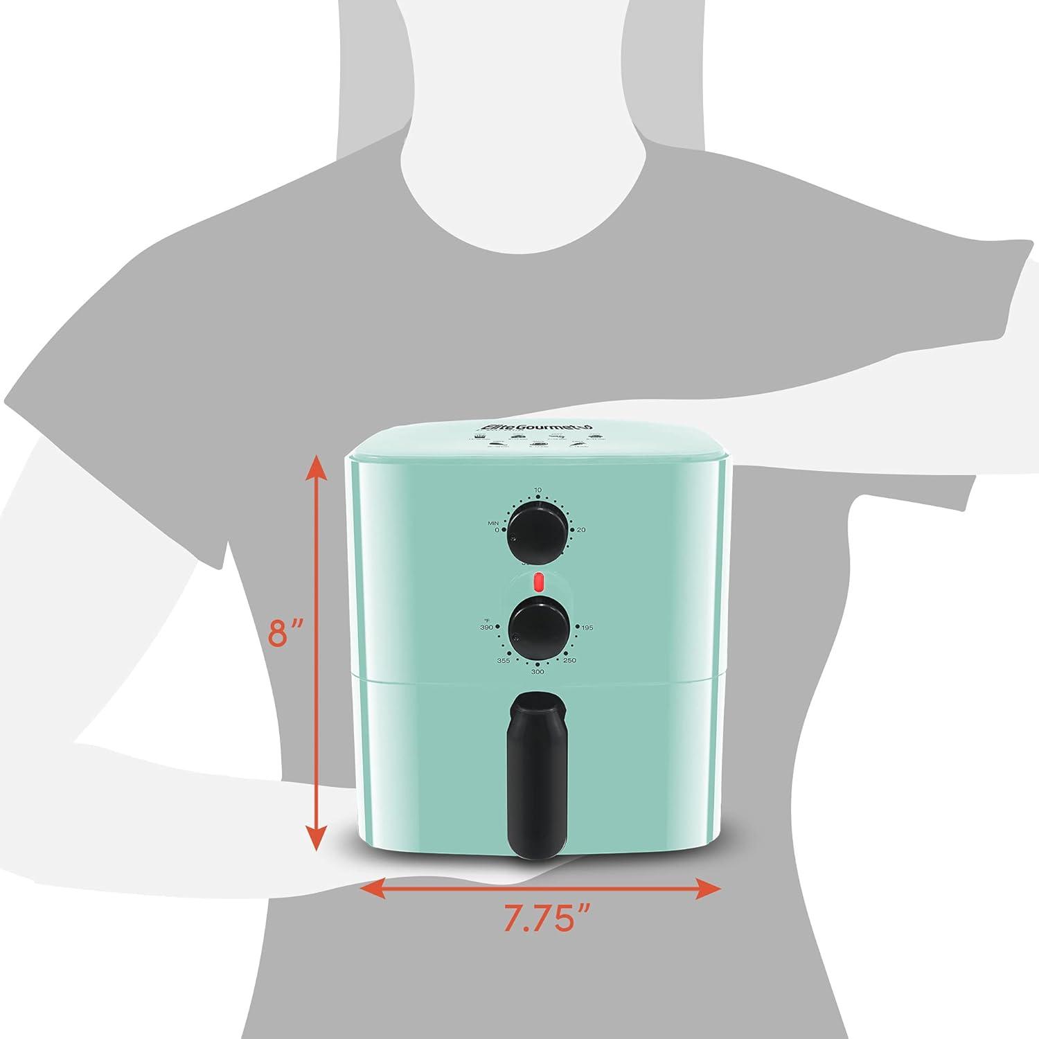 imageElite Gourmet EAF3218BL Personal 11Qt Compact Space Saving Electric Hot Air Fryer OilLess Healthy Cooker Timer amp Temperature Controls PFOA Free MintMint