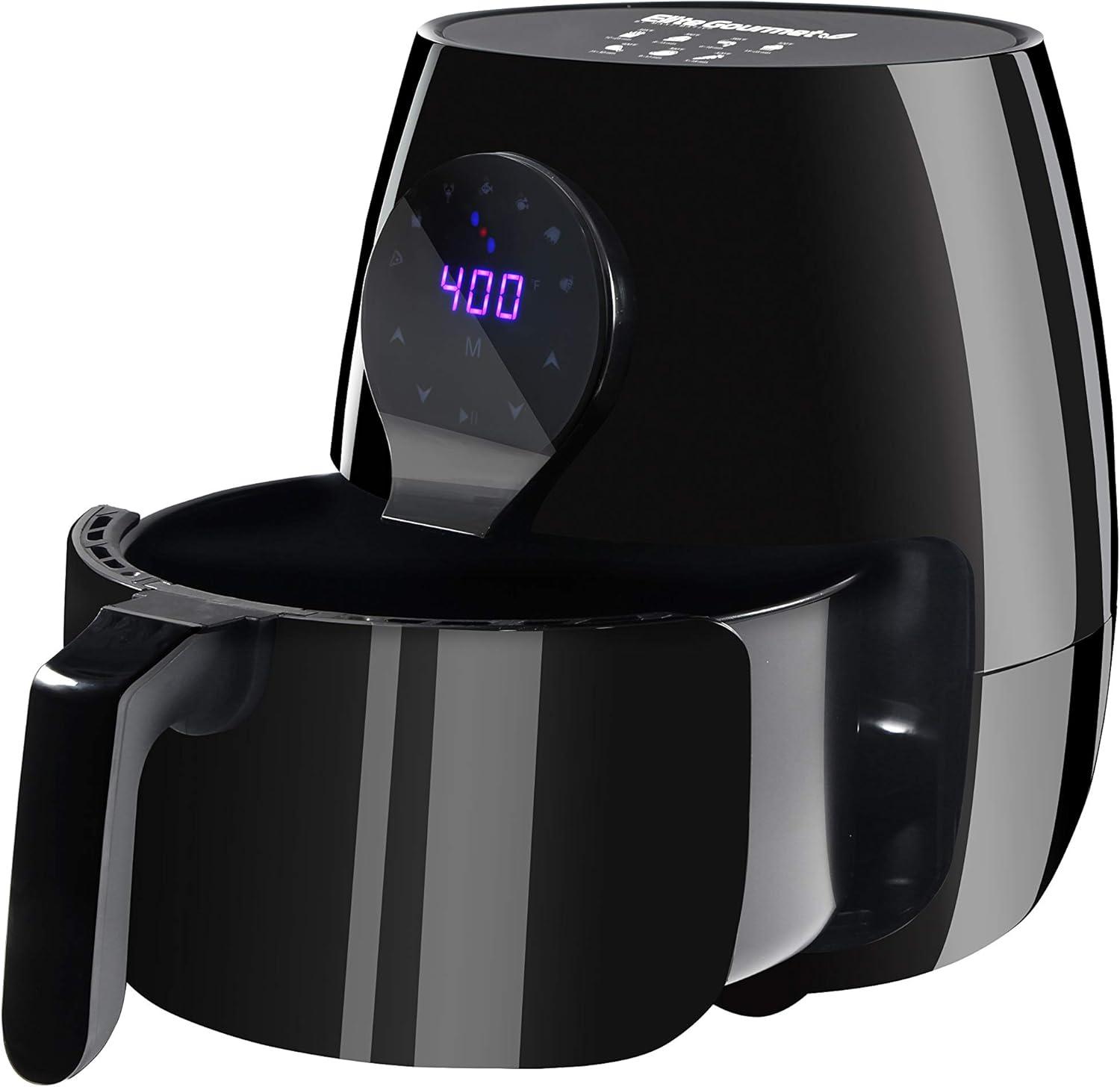 imageElite Gourmet EAF4617X Electric Digital Hot Air Fryer 1350Watts OilLess Healthy Cooker Timer amp Temperature Controls 4 Quart Black53 Quart