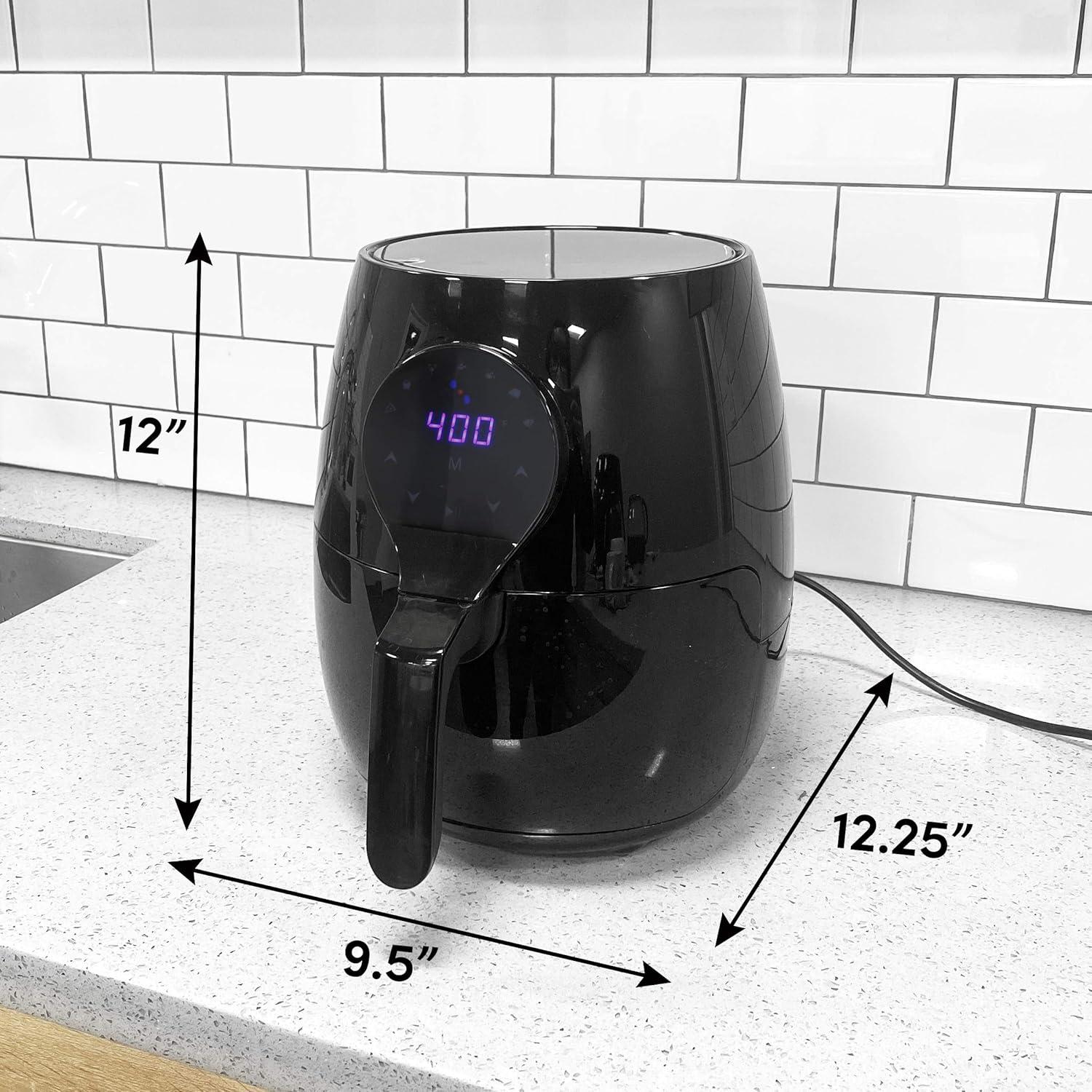 imageElite Gourmet EAF4617X Electric Digital Hot Air Fryer 1350Watts OilLess Healthy Cooker Timer amp Temperature Controls 4 Quart Black53 Quart