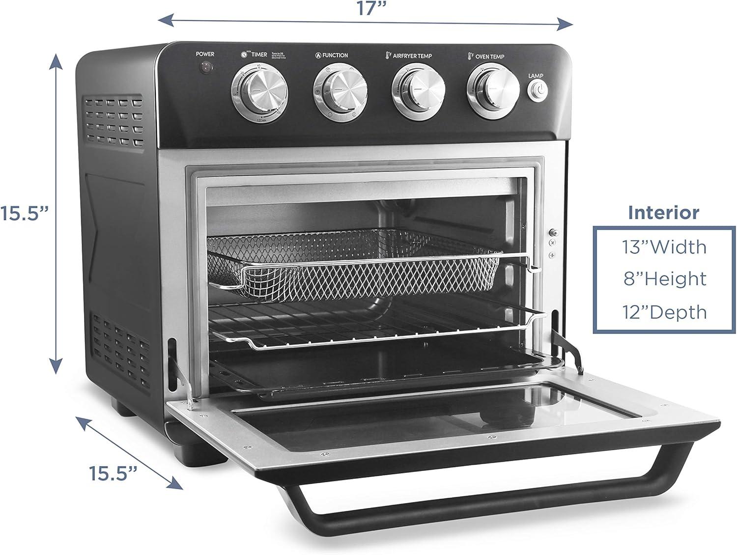 imageElite Gourmet EAF9100 MaxiMatic Electric Fryer Oven OilLess Convection Oven Extra large 25L Capacity Grill Bake Roast Air Fryer 1640Watts Black 1688265 Qt