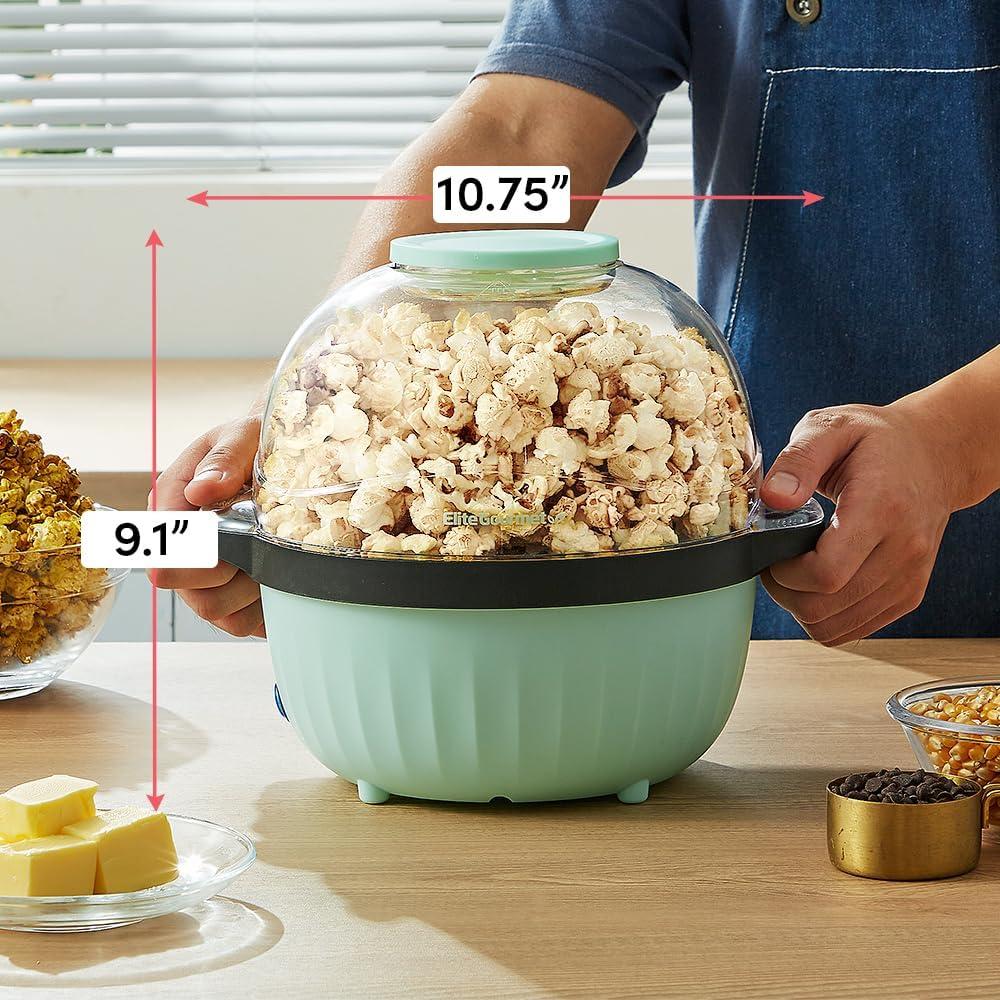 imageElite Gourmet EPM330R Automatic Stirring 12cup Popcorn Maker Popper Hot Oil Popcorn Machine wMeasuring Cap amp Builtin Reversible Serving Bowl Great for Home Party Kids Safety ETL Approved RedMint