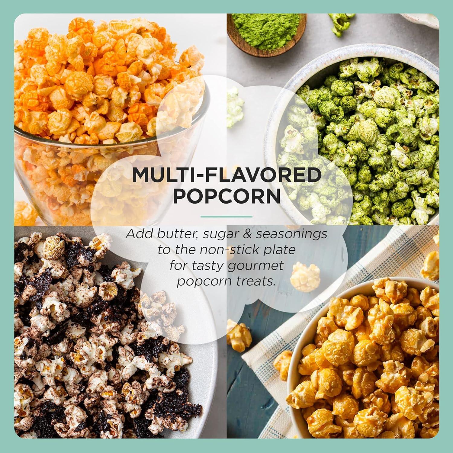 imageElite Gourmet EPM330R Automatic Stirring 12cup Popcorn Maker Popper Hot Oil Popcorn Machine wMeasuring Cap amp Builtin Reversible Serving Bowl Great for Home Party Kids Safety ETL Approved RedMint