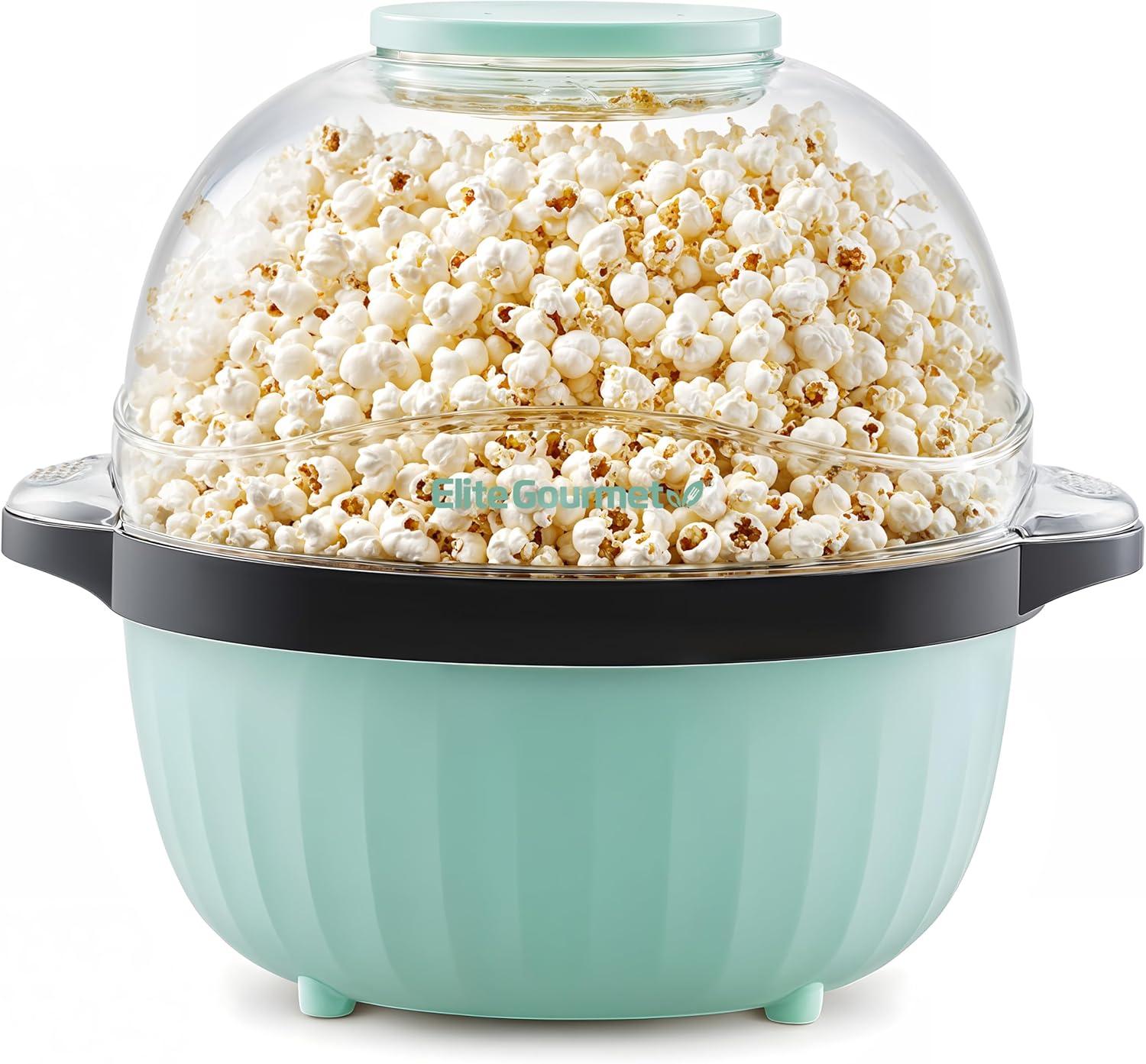 imageElite Gourmet EPM330R Automatic Stirring 12cup Popcorn Maker Popper Hot Oil Popcorn Machine wMeasuring Cap amp Builtin Reversible Serving Bowl Great for Home Party Kids Safety ETL Approved RedMint
