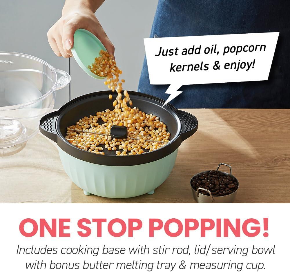 imageElite Gourmet EPM330R Automatic Stirring 12cup Popcorn Maker Popper Hot Oil Popcorn Machine wMeasuring Cap amp Builtin Reversible Serving Bowl Great for Home Party Kids Safety ETL Approved RedMint