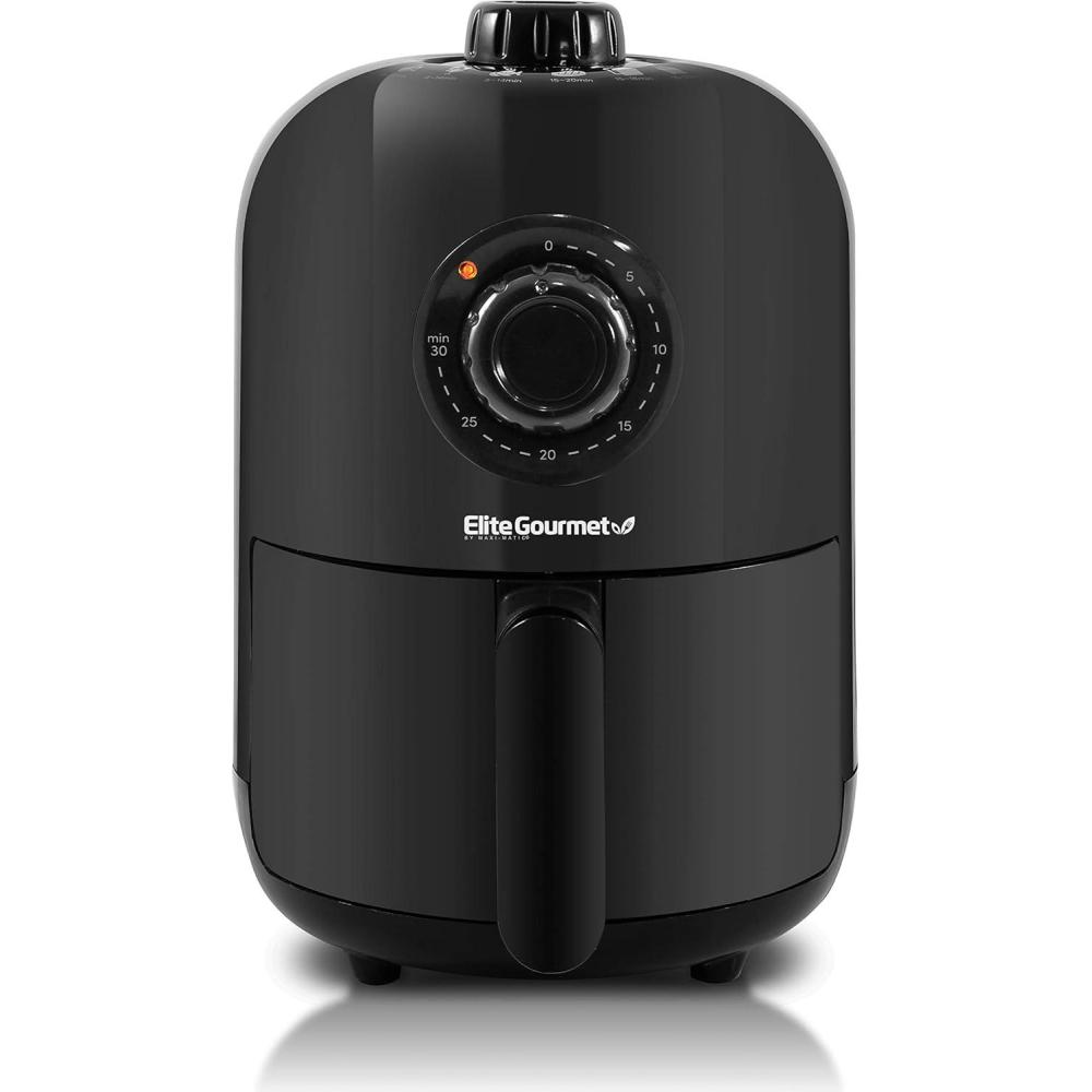 imageElite Gourmet EAF0852SS 85Qt Capacity Air Fryer Oven Air Fry Broil Toast Bake amp Broil with Convection Time and Temperature Controls 800Watts Includes 25 Delicious Recipes Stainless SteelBlack