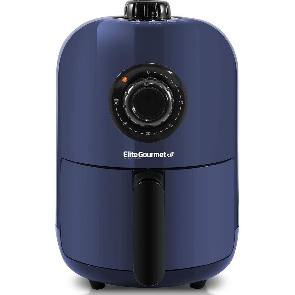 imageElite Gourmet EAF0852SS 85Qt Capacity Air Fryer Oven Air Fry Broil Toast Bake amp Broil with Convection Time and Temperature Controls 800Watts Includes 25 Delicious Recipes Stainless SteelBlue Gray